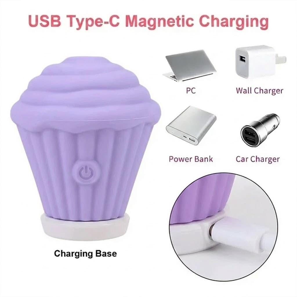 Cupcake Tasarımlı 5 Modlu Şarjlı Klitoral Uyarıcı Mor